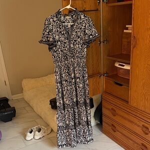 Floral Black and White Women's Dress